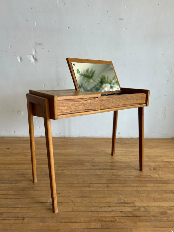 Danish Oak Vanity / Dressing Table with Mirror #161