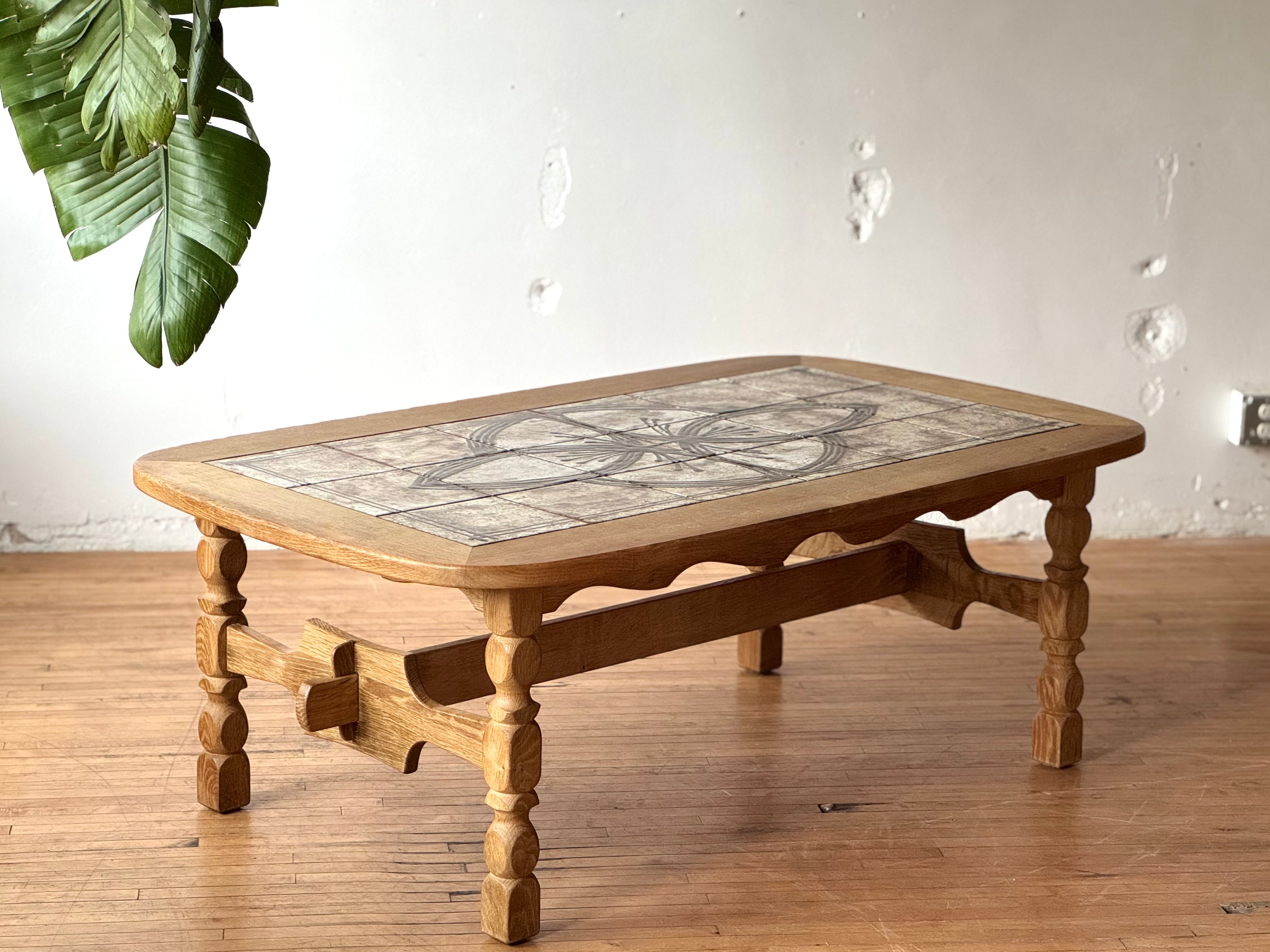 Danish Oak & Tile Coffee Table by Henning Kjaernulf #1734 – Golden Danish Oak & Tile Coffee Table by Henning Kjaernulf #1734 – Golden