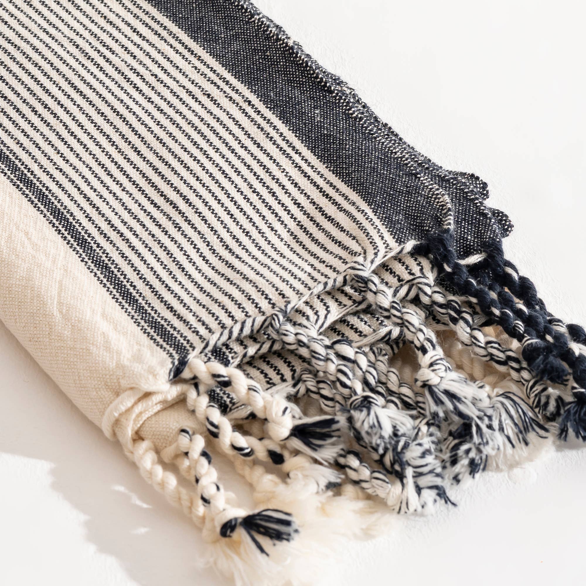 Turkish Bath/Beach/Sauna Mid Weight Towel - Grey Striped