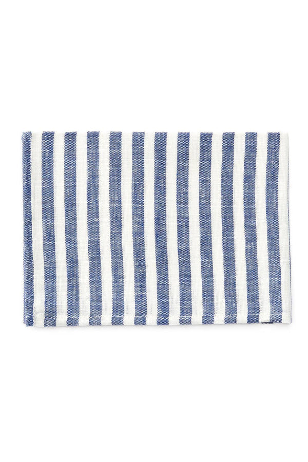 Linen Kitchen Cloth White Blue Stripe