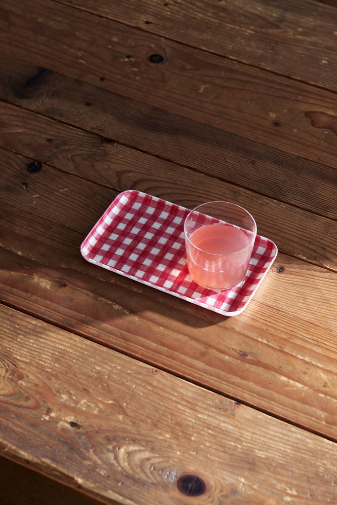 Red and White Linen Coated Tray (S) Anne