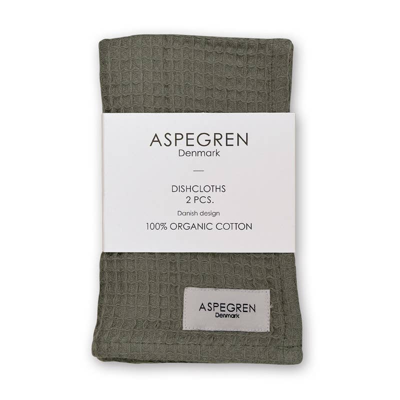 Set of 2 Organic Cotton Dishcloths | Olive