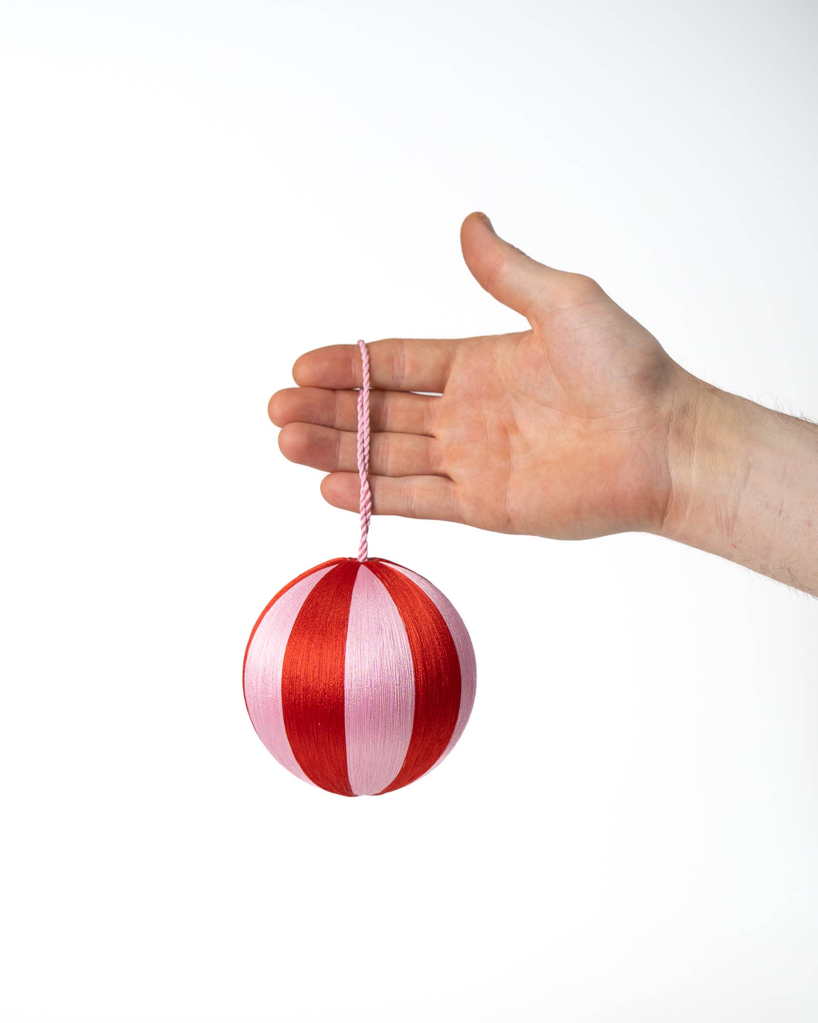 Stripe Bauble Ornament 4" : Red/Pink