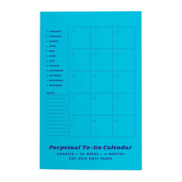 Perpetual To-Go Calendar - Undated: Aqua