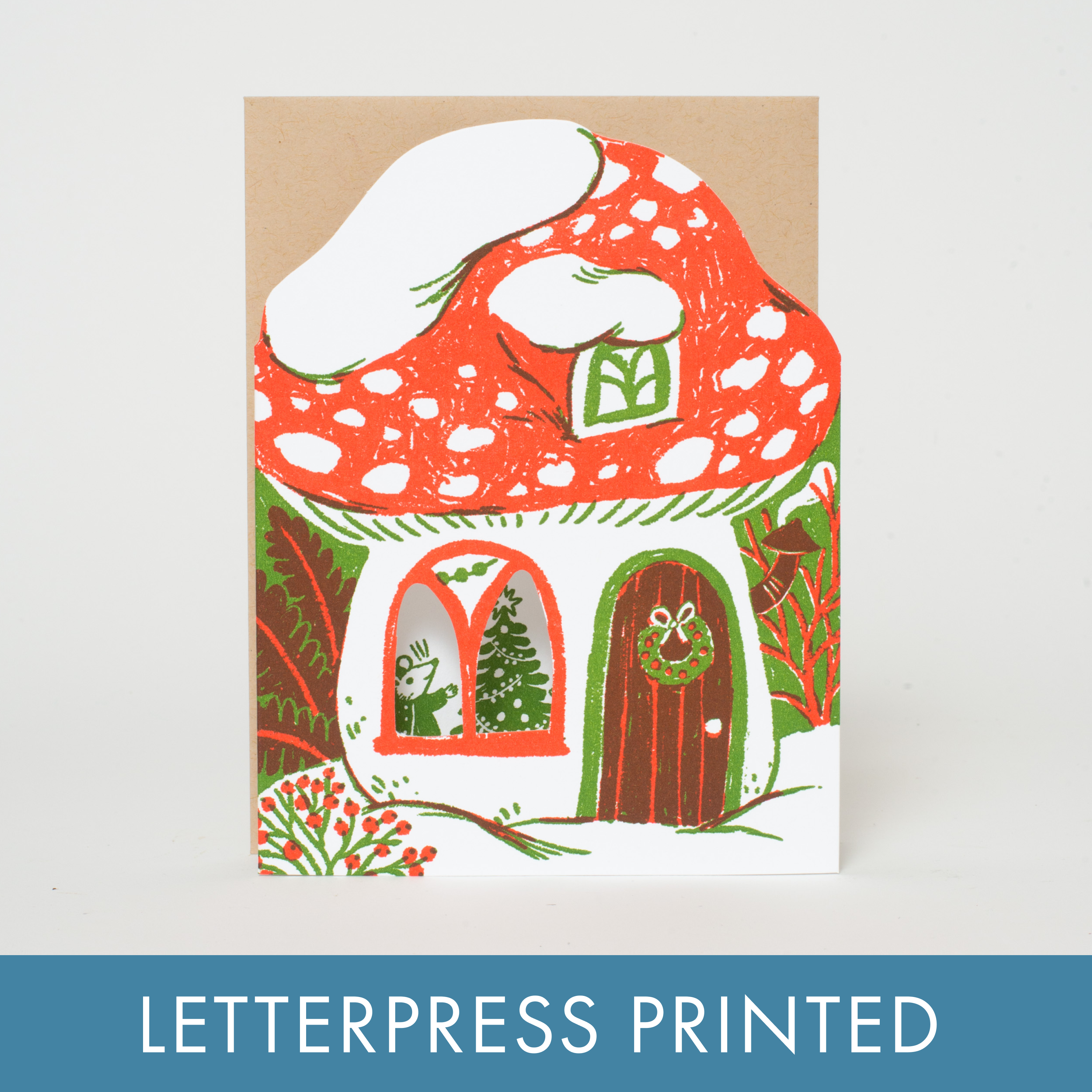 Merry Mushroom House Holiday Greeting Card