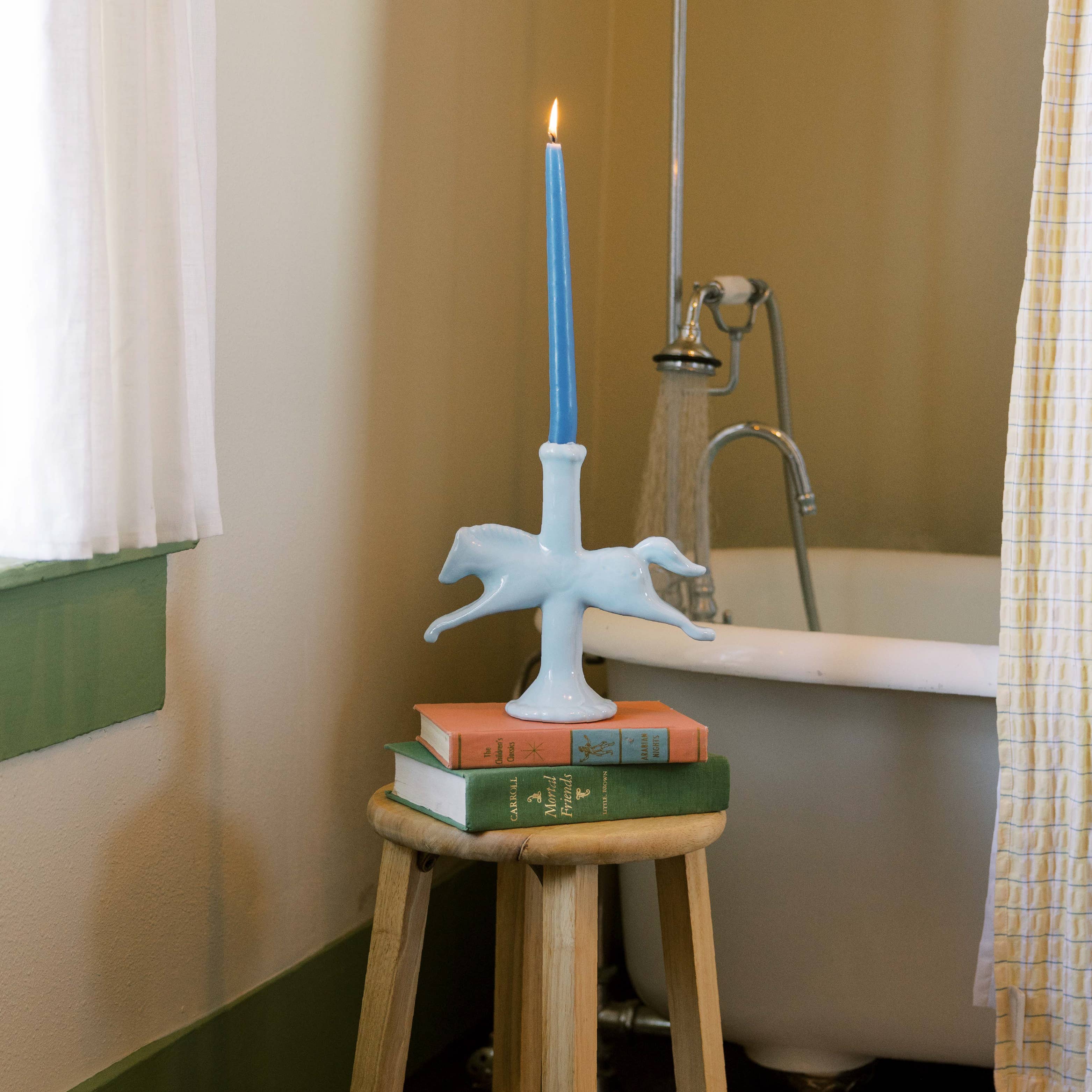 Dala Horse Candlestick Holder | Blue