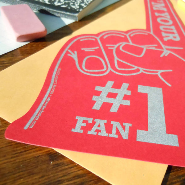 #1 Fan "Foam" Finger Greeting Card: 4bar 4.875" x 3.5"