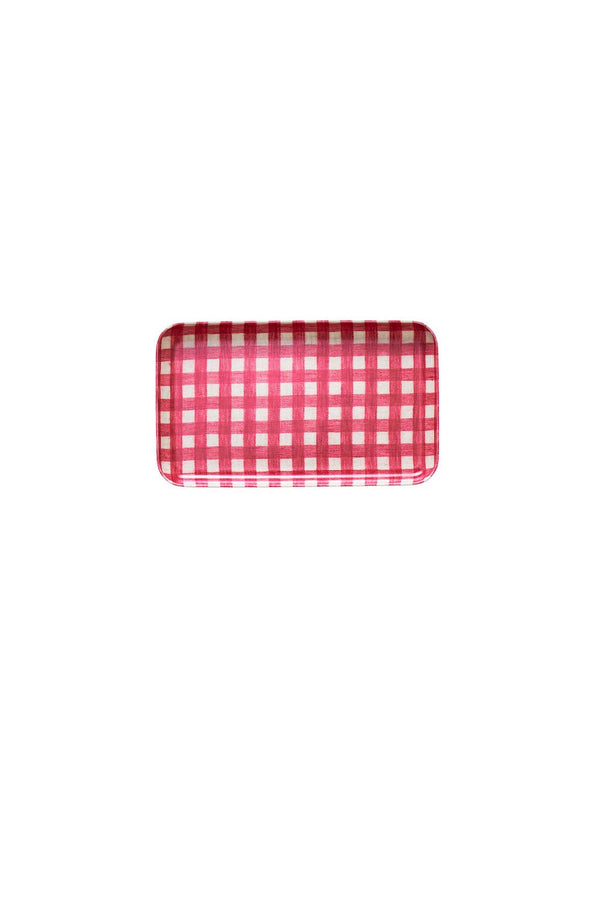 Red and White Linen Coated Tray (S) Anne