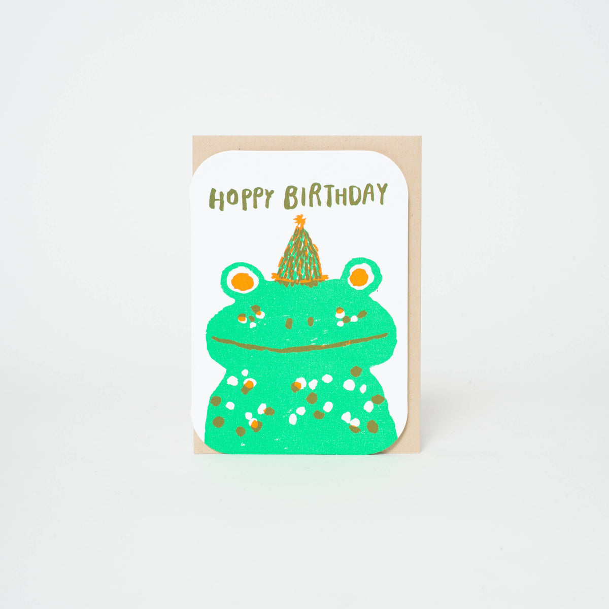 Hoppy Birthday Frog Letterpress Greeting Card