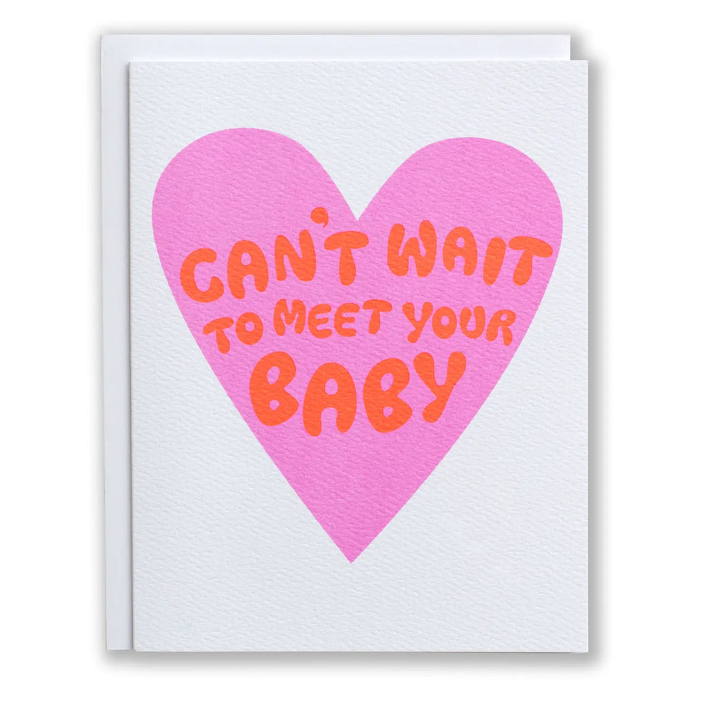 Cant Wait To Meet Your Baby Heart Note Card In Neons