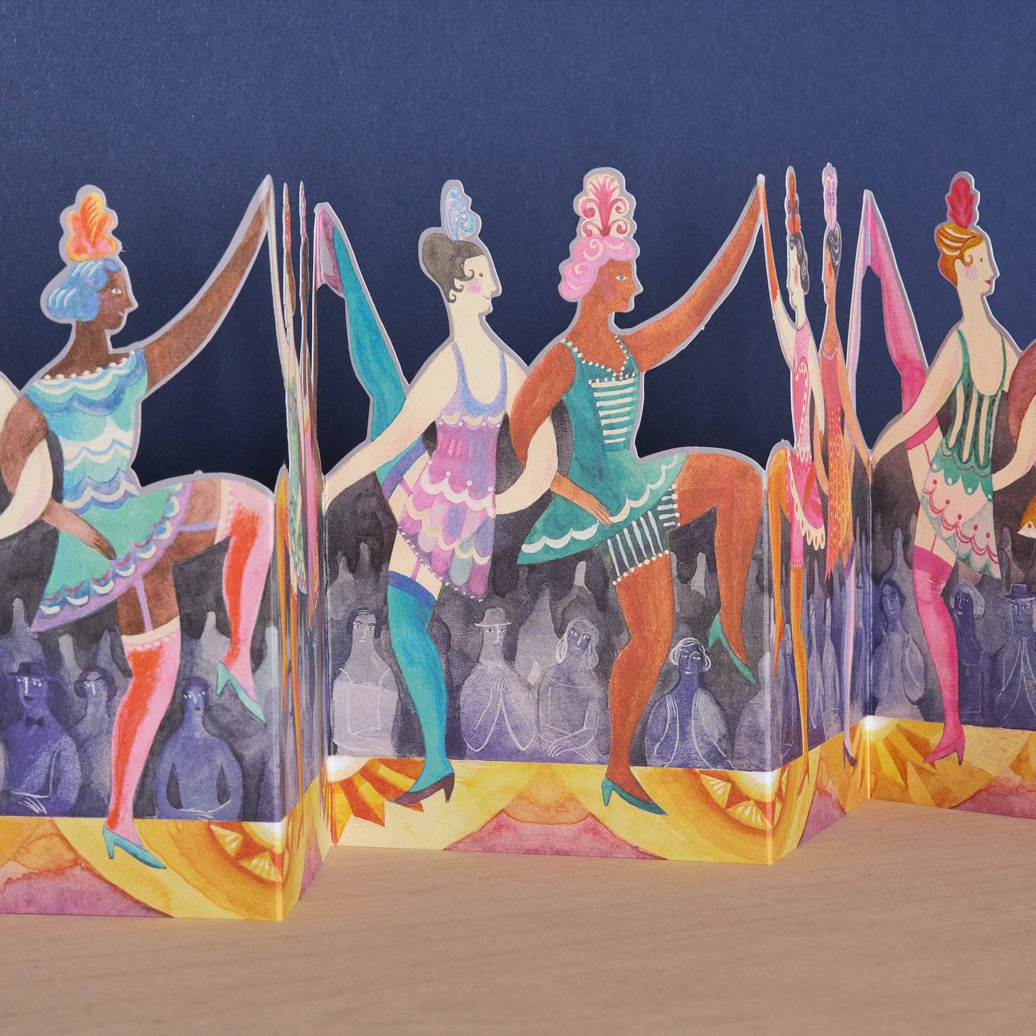 Cabaret Dancers Die-Cut Greeting Card