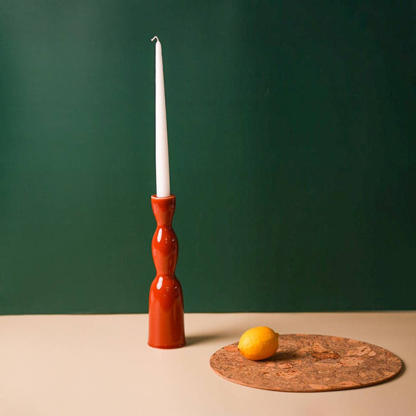Wave Candleholder Tall - Terracotta