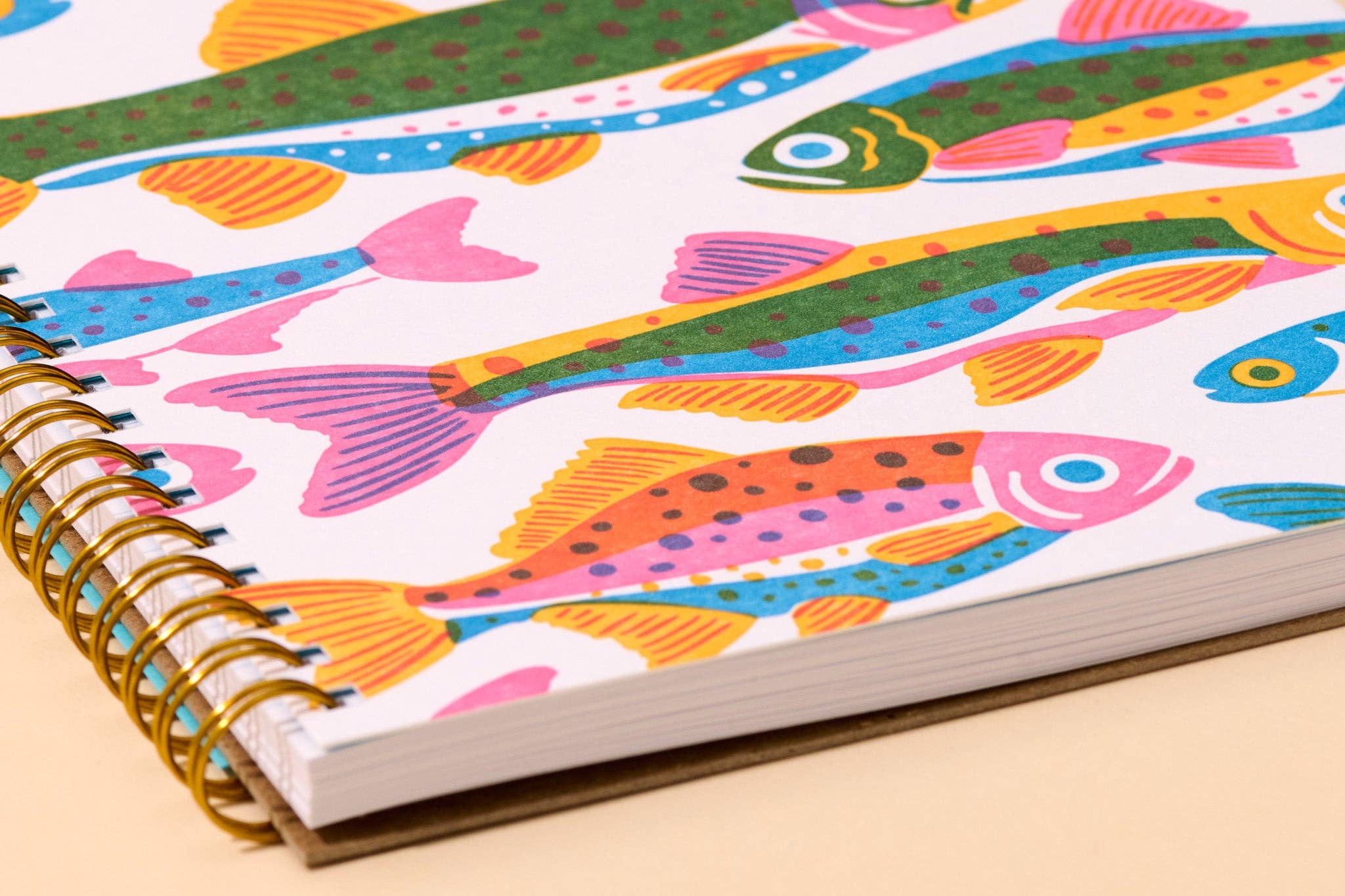 Letterpress A5 Spiral Notebook—Rainbow Trout