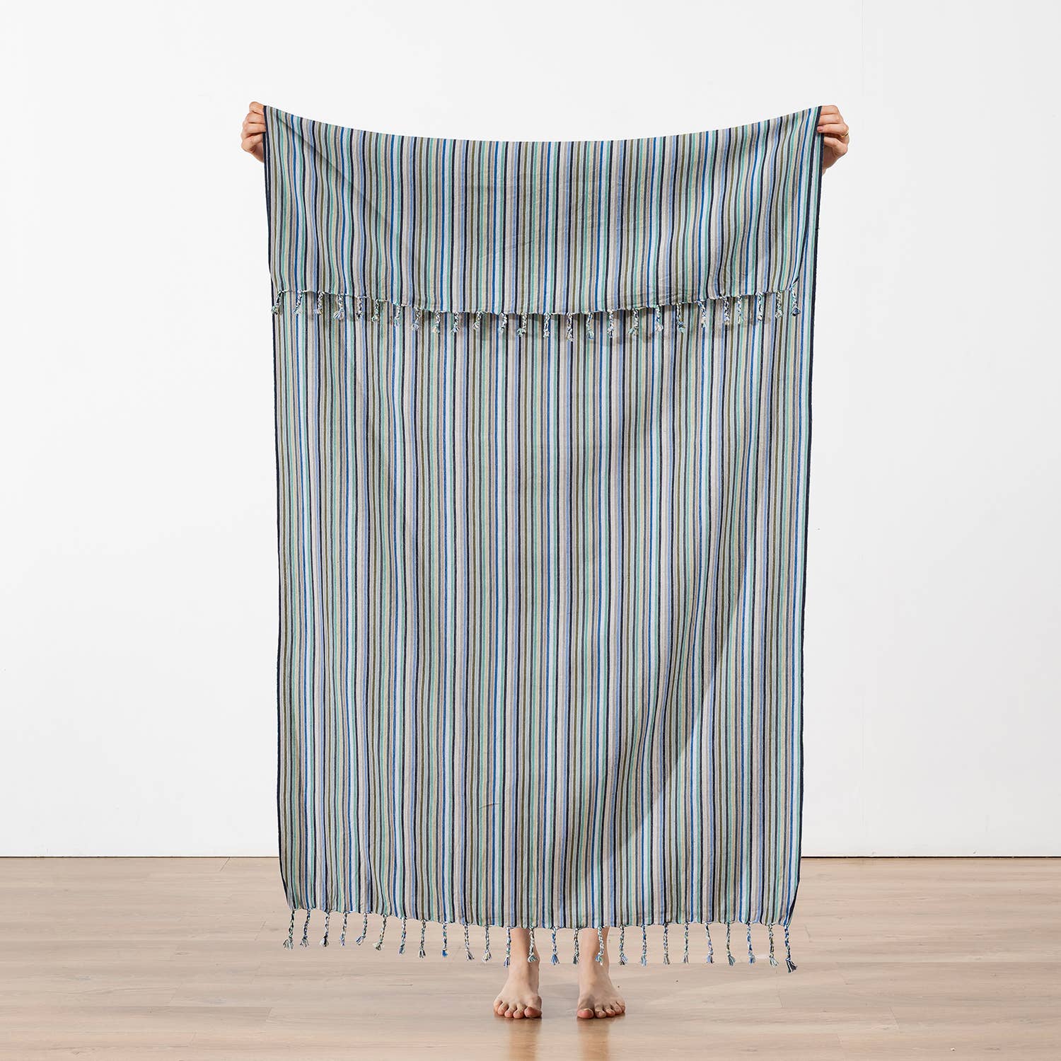 Turkish Bath/Beach/Sauna Mid Weight Towels - Blue Striped