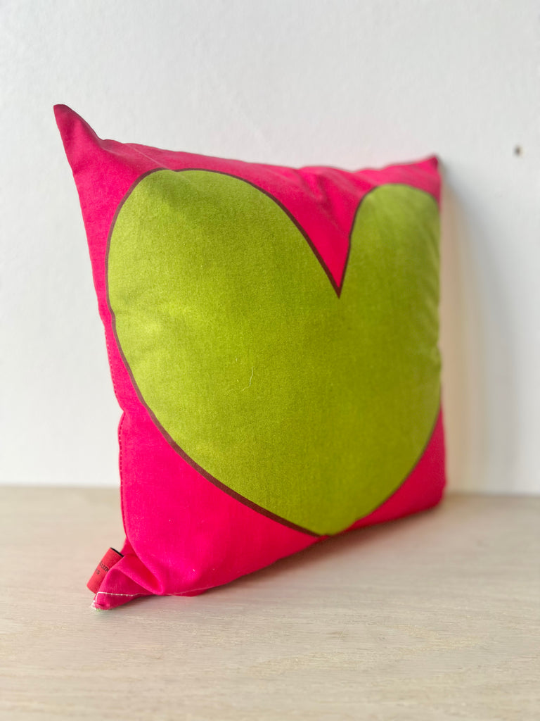 Green & Pink XY Heart Pillow