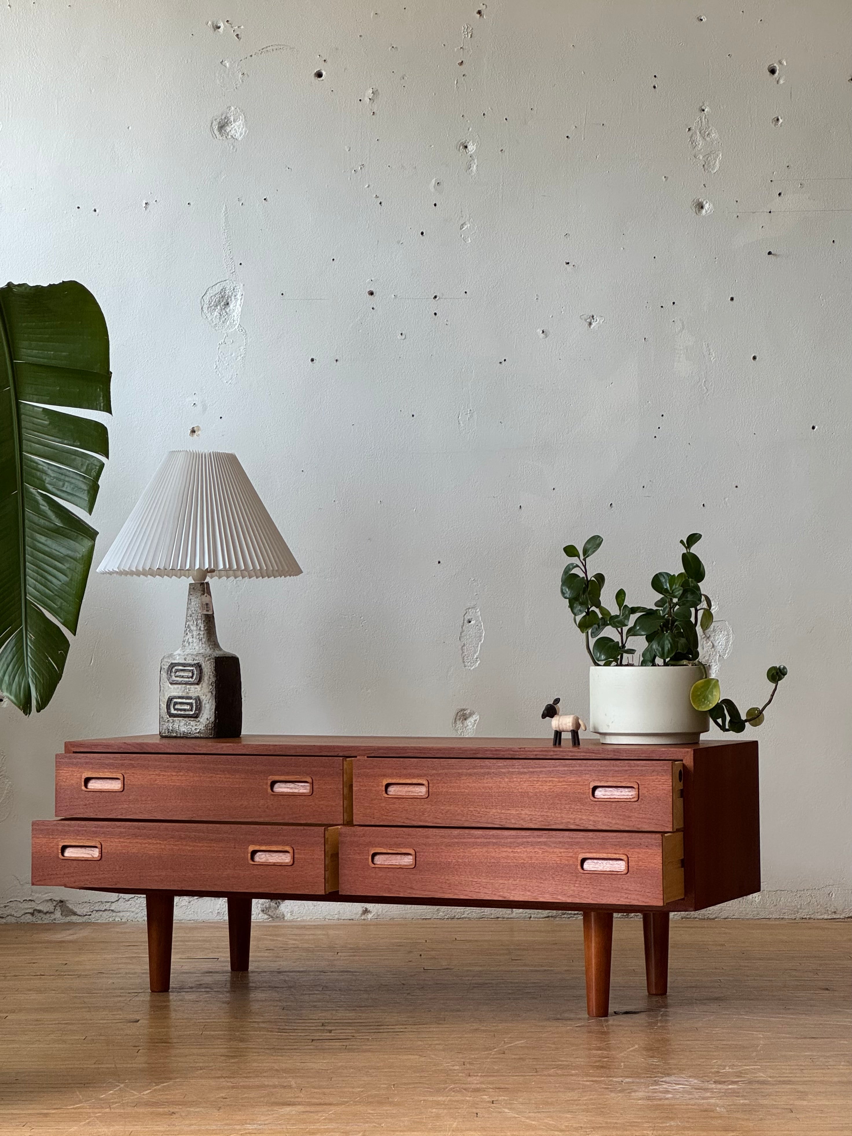 Danish Modern Low Chest of Drawers / Console in Teak By Carlo Jensen