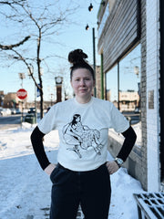 "A Pair of Swans" Screenprinted T-shirt: Cream