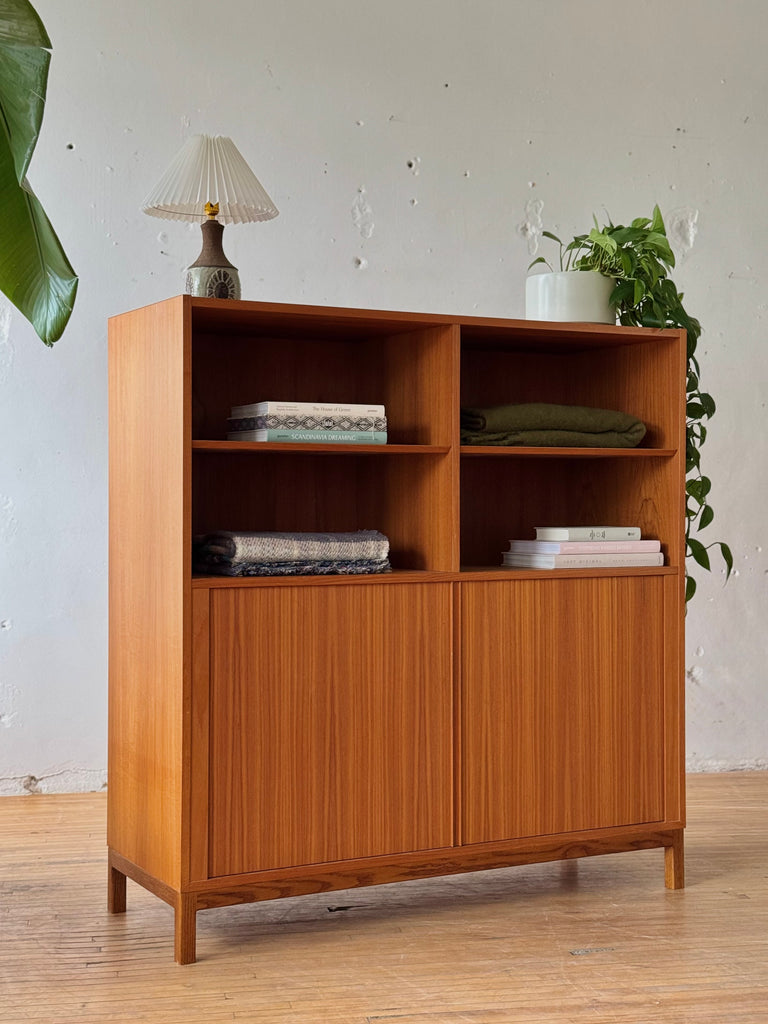 Danish Cabinet / Media Unit / Wall Unit With Tambour Doors In Teak Designed By Carlo Jensen