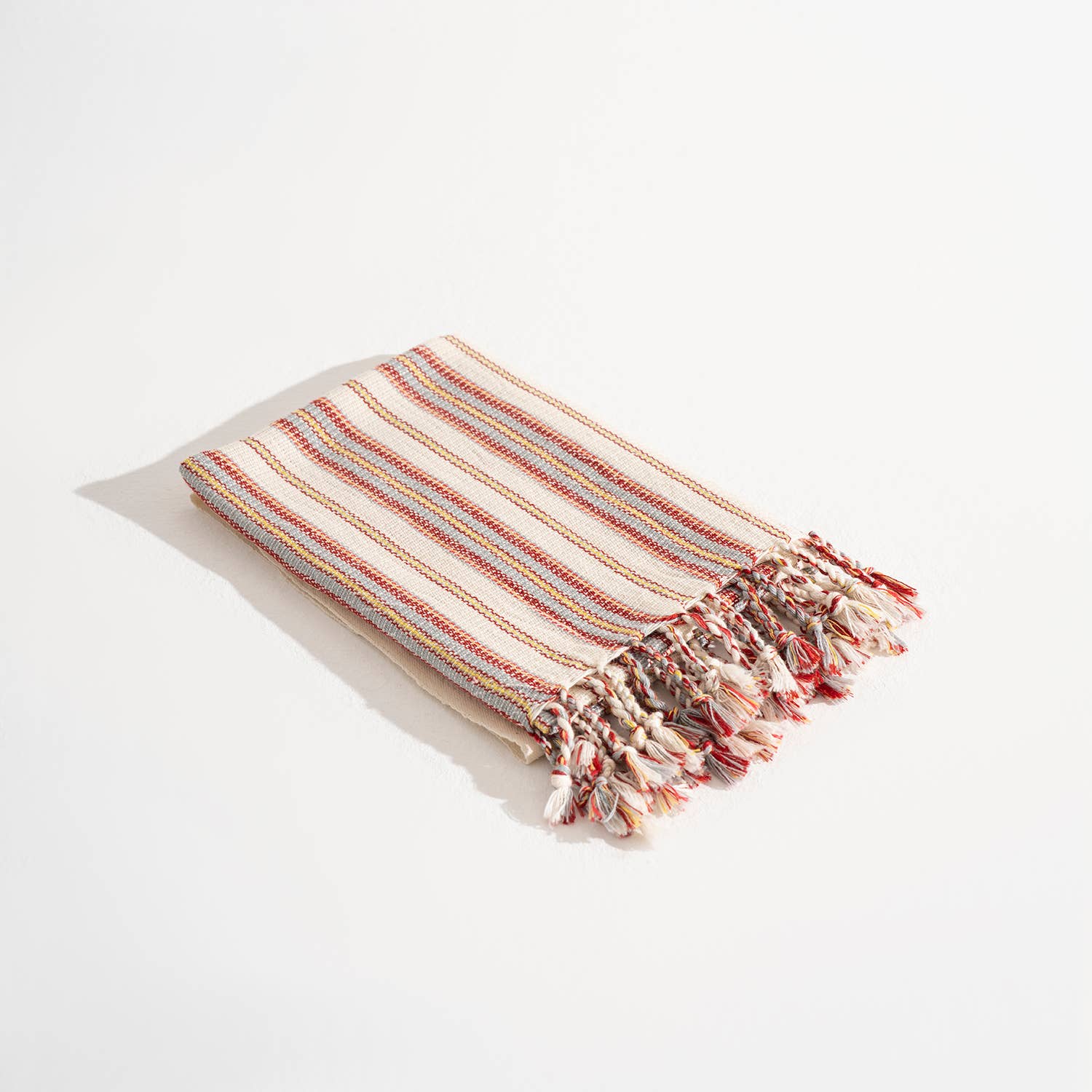 Turkish Stonewashed Waffle Beach Towel - Striped (Blue, Red, Yellow)