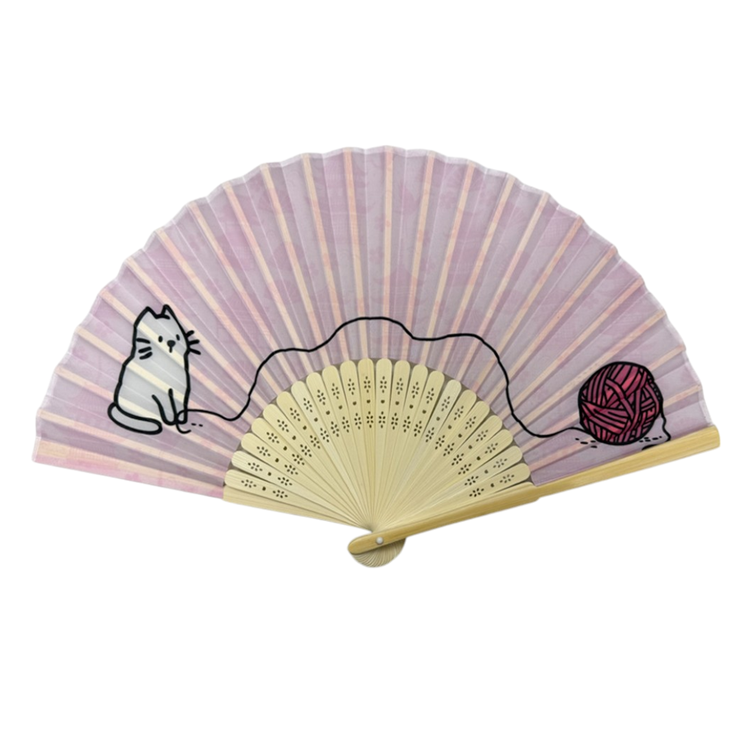Paper Folding Fan: Cat and Yarn