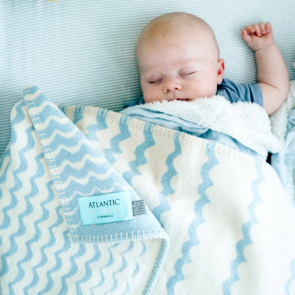 Powder Blue Swell Recycled Cotton Baby Blanket