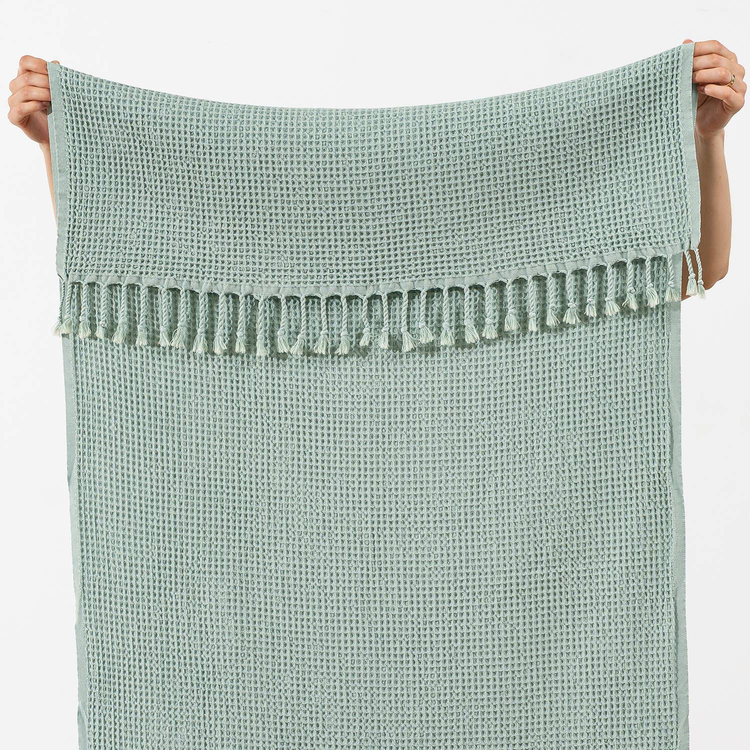 Turkish Stonewashed Waffle Beach Towel - Sage