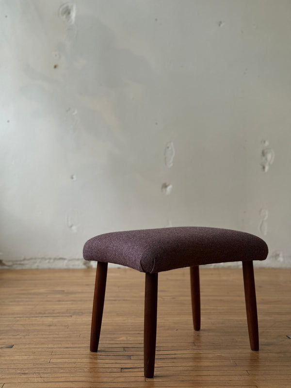 Danish Teak Ottoman in Light Purple / Gray Wool