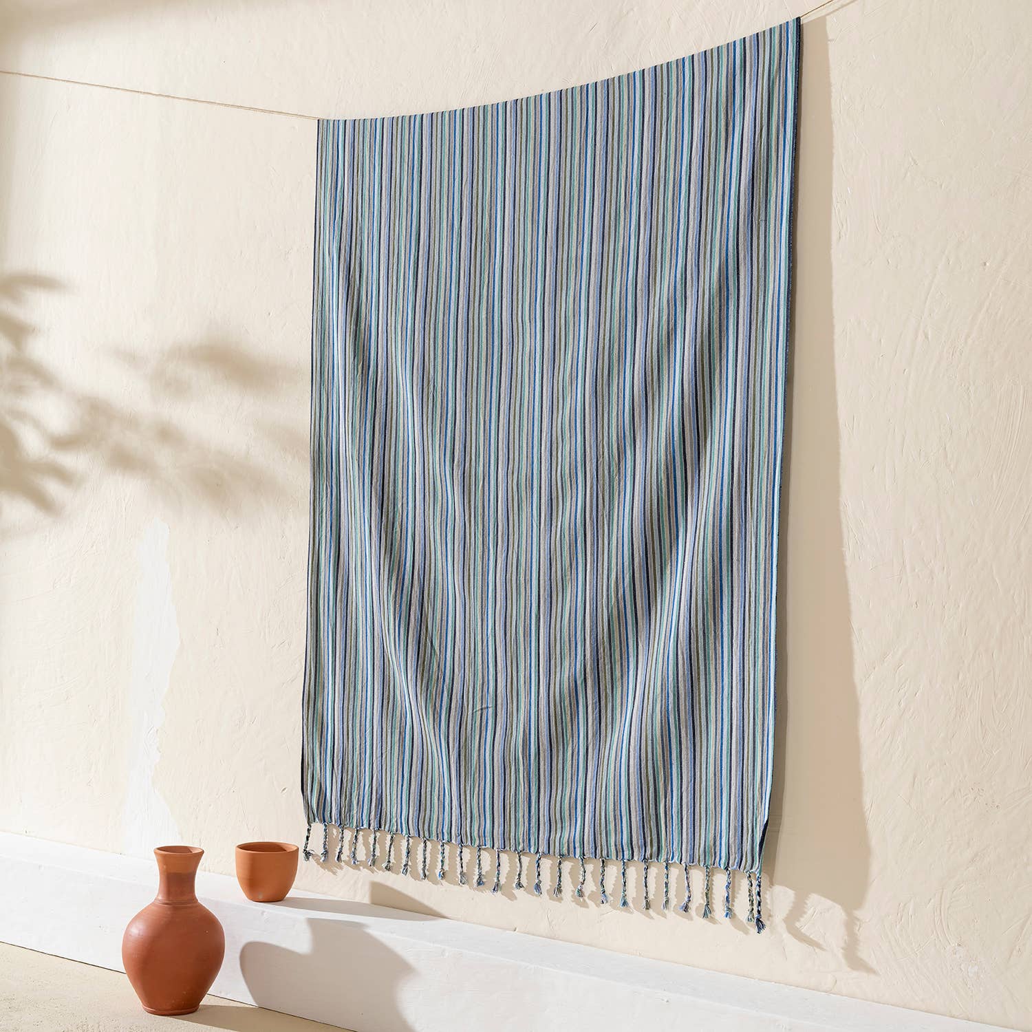 Turkish Bath/Beach/Sauna Mid Weight Towels - Blue Striped