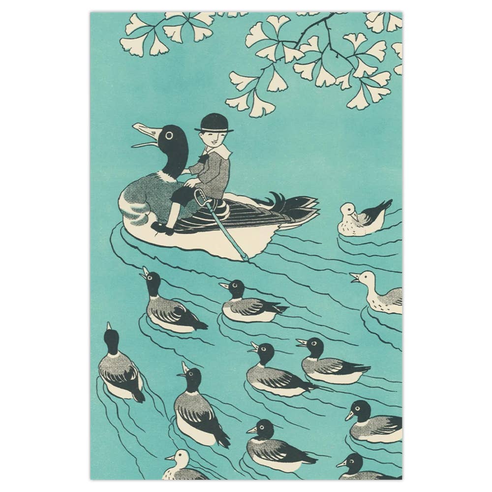 Postcard - vintage fairy tale illustration from Japan - duck