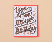 Letterpress Birthday Card—Yee Haw (Rope, Western)