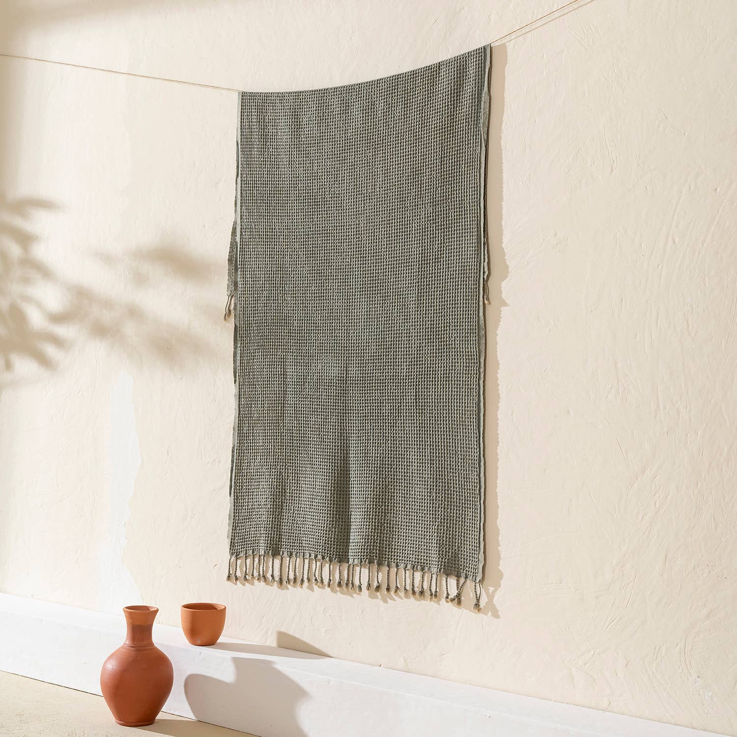 Stonewashed Waffle Beach Towel Turkish Hamam Fouta Vintage