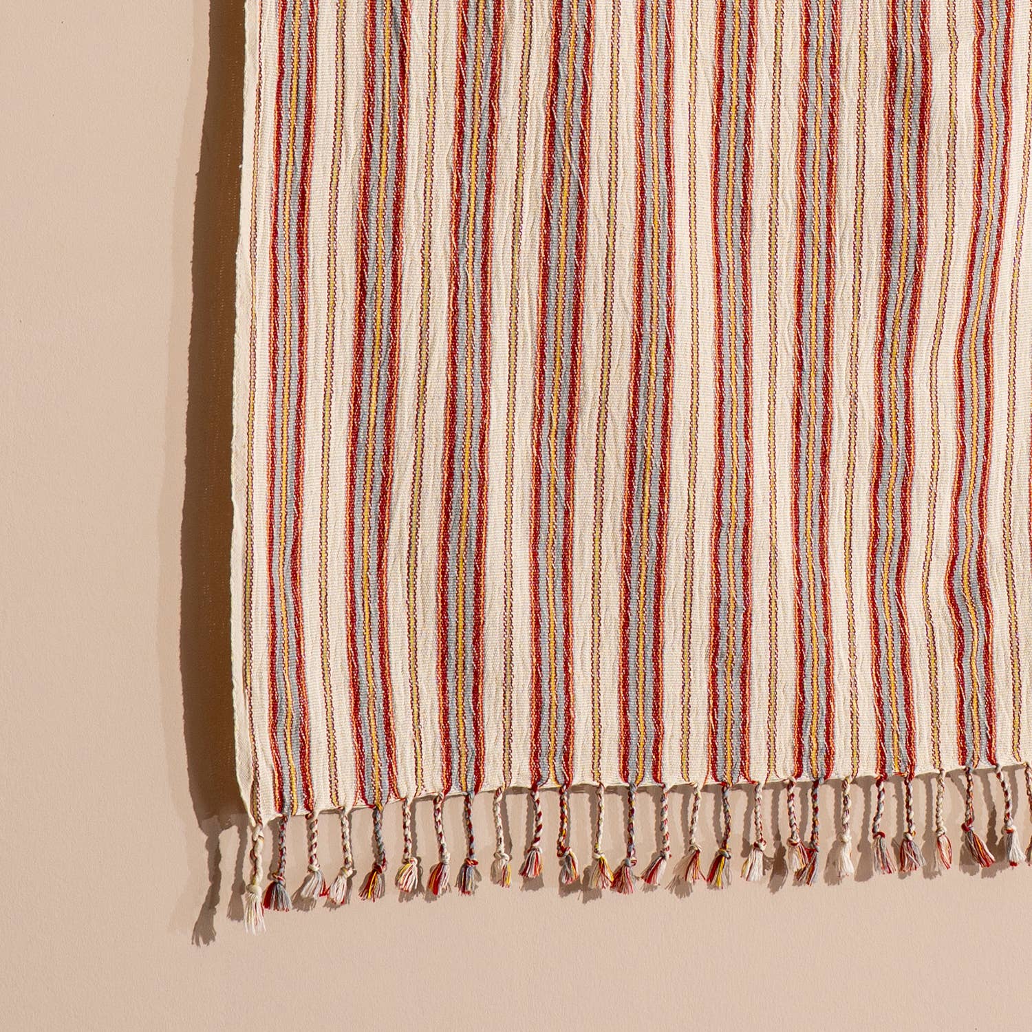 Turkish Stonewashed Waffle Beach Towel - Striped (Blue, Red, Yellow)