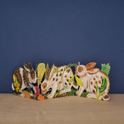 Three Fold Rabbits Die-Cut Greeting Card