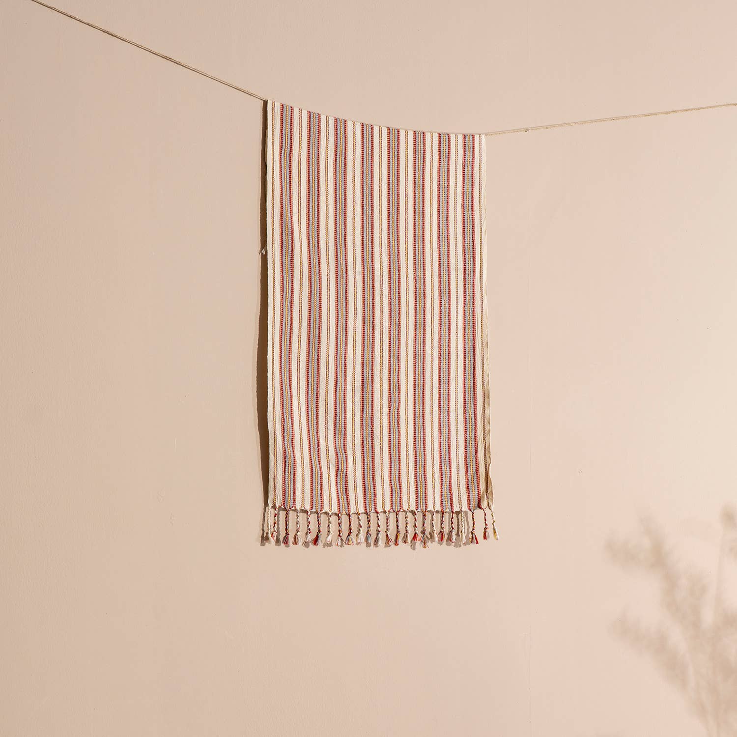 Turkish Stonewashed Waffle Beach Towel - Striped (Blue, Red, Yellow)