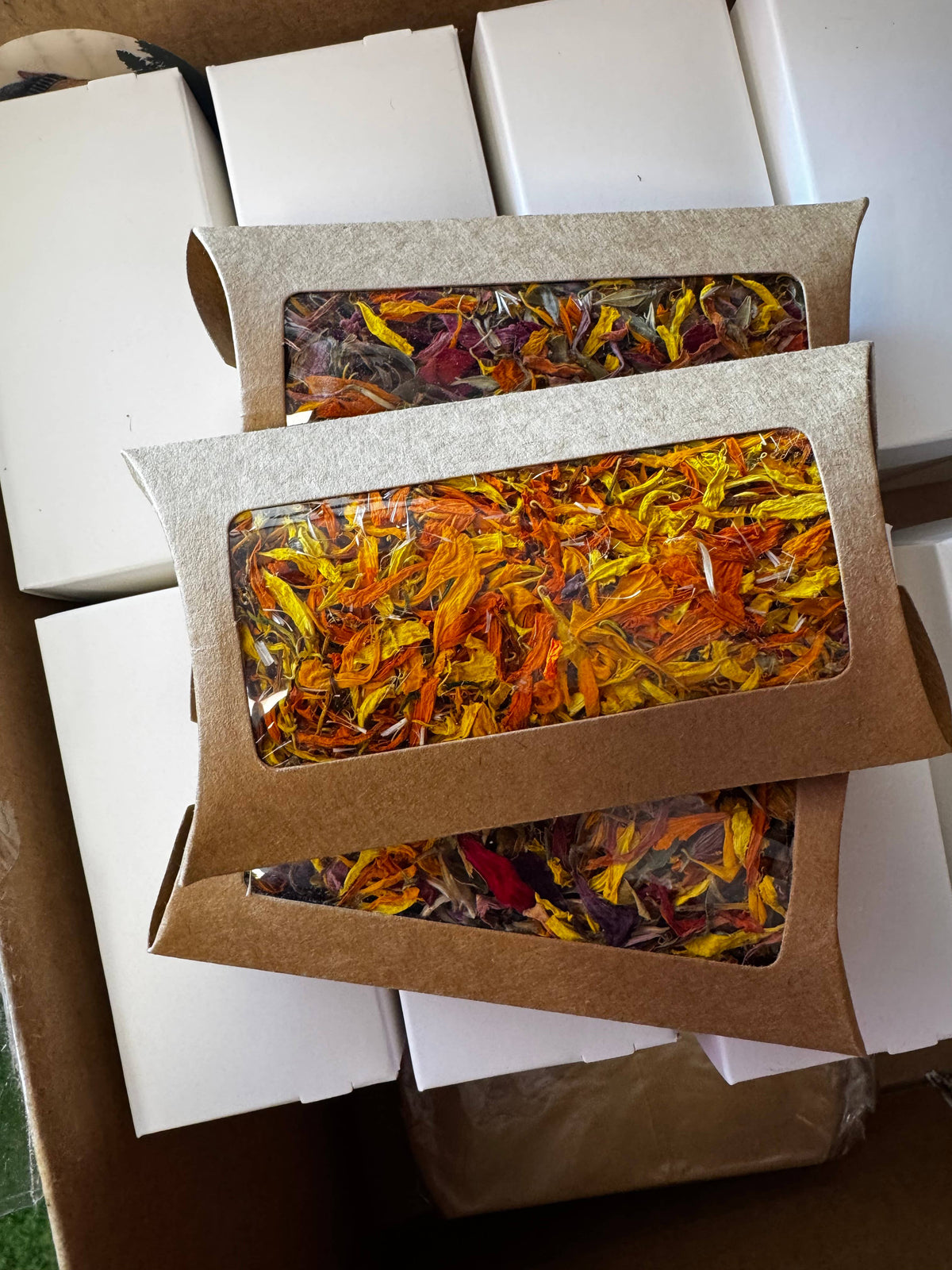 Flower Petal Confetti Party Envelopes: Zinnias and Marigolds