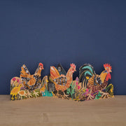 Three Fold Chickens Die-Cut Greeting Card