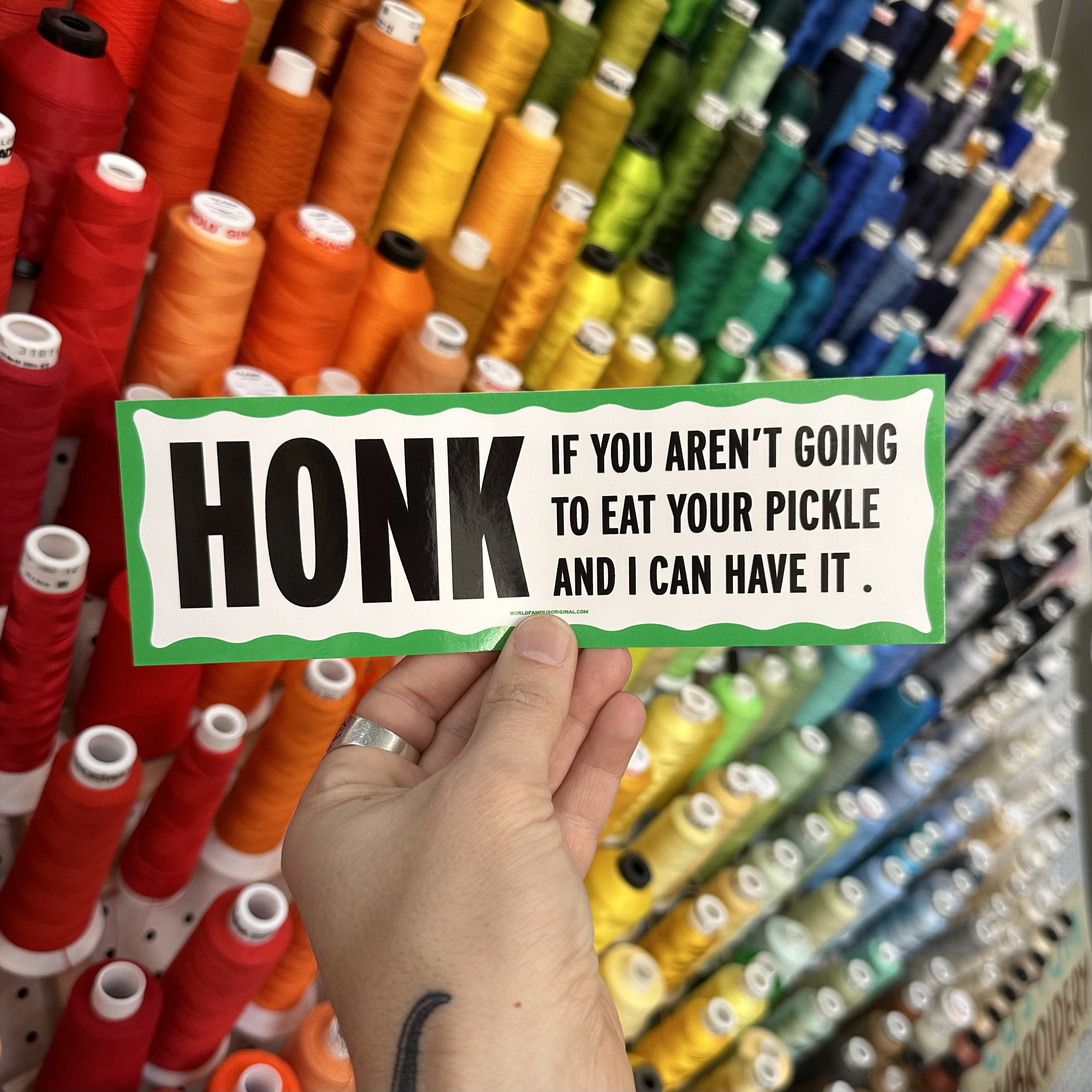 Honk If You Aren't Going to Eat Your Pickle Bumper Sticker