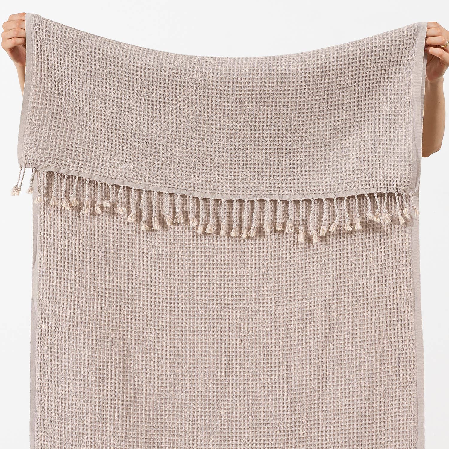 Turkish Stonewashed Waffle Beach Towel - Light Grey