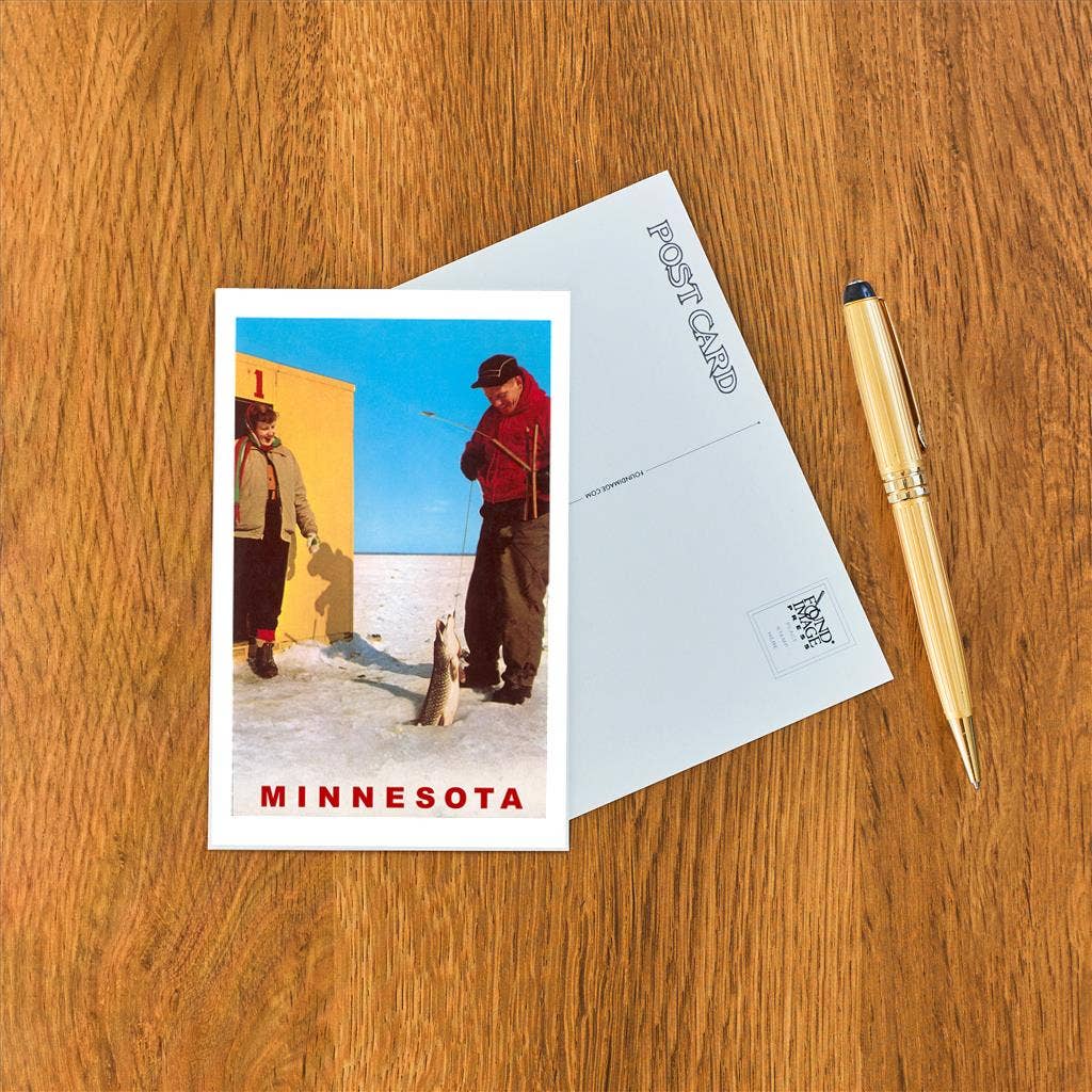 Minnesota Ice Fishing Postcard