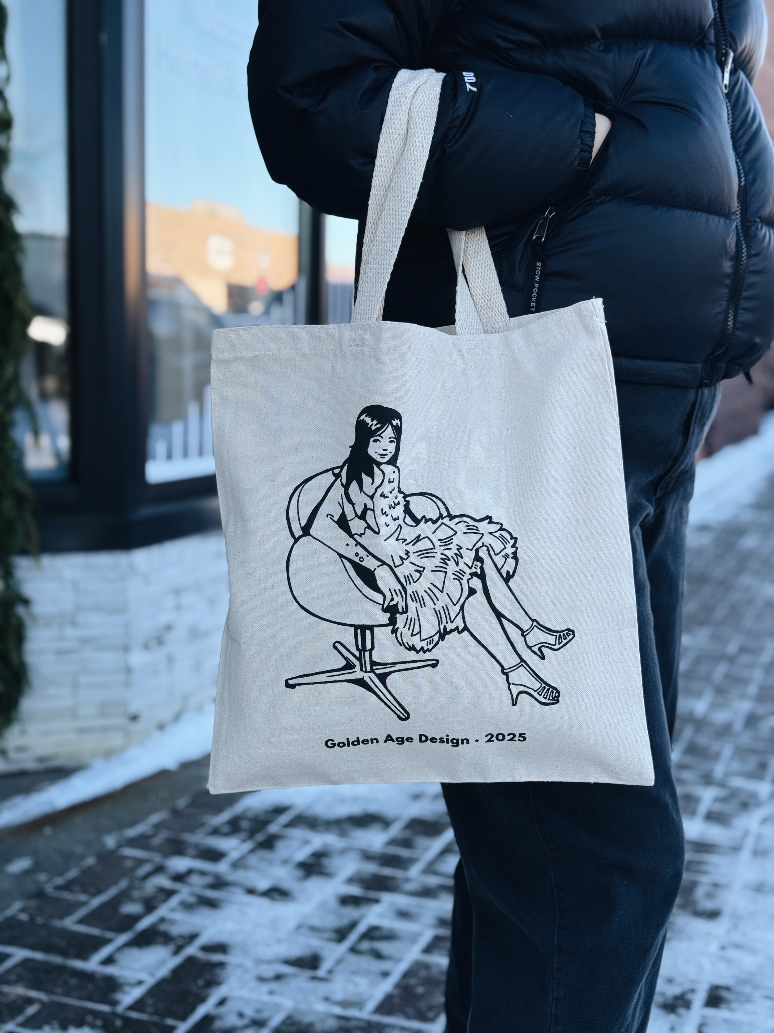 "A Pair Of Swans" Screenprinted Tote Bag: Cream