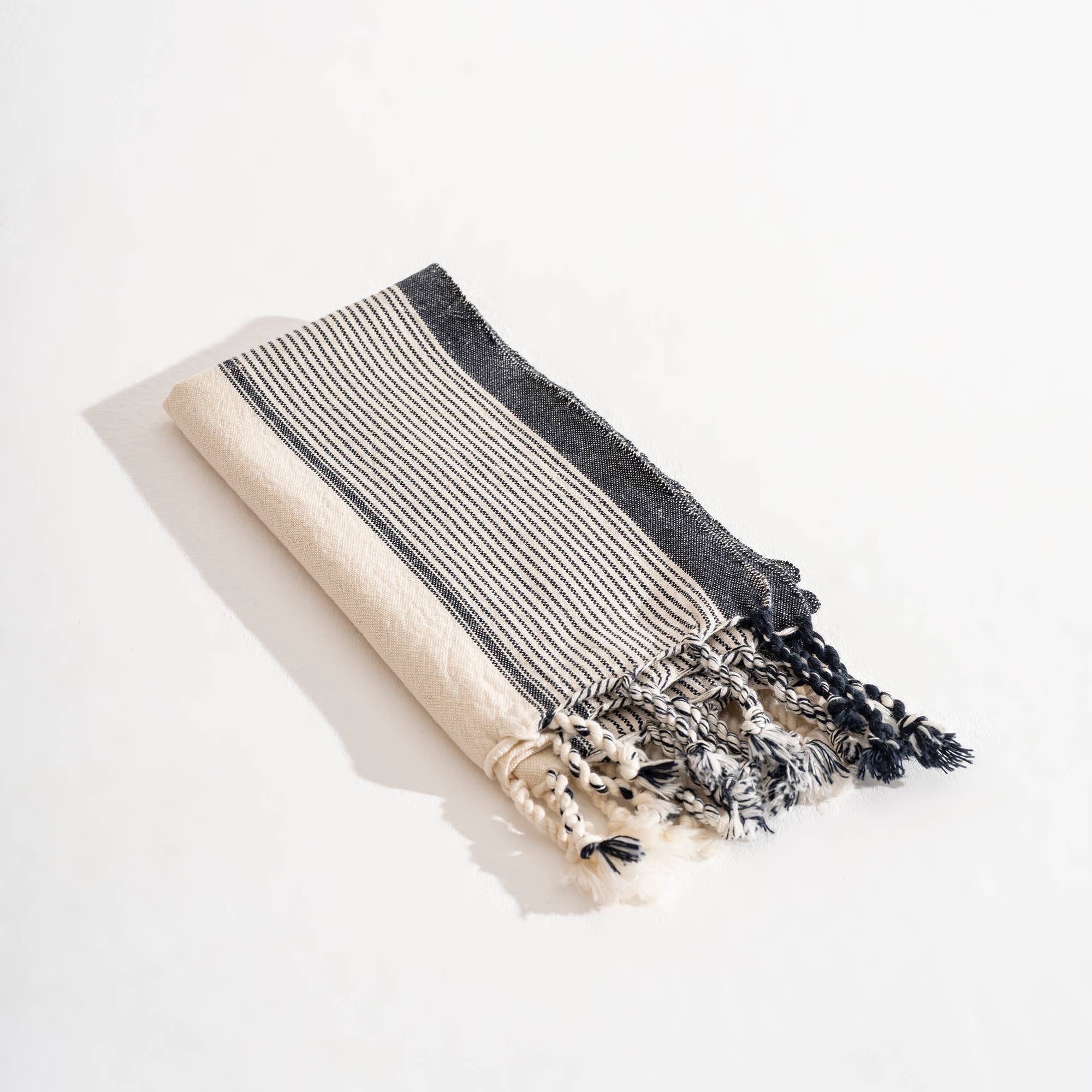 Turkish Bath/Beach/Sauna Mid Weight Towel - Grey Striped