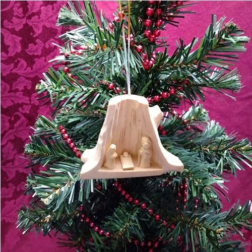 Hand Carved Nativity Scene Ornament