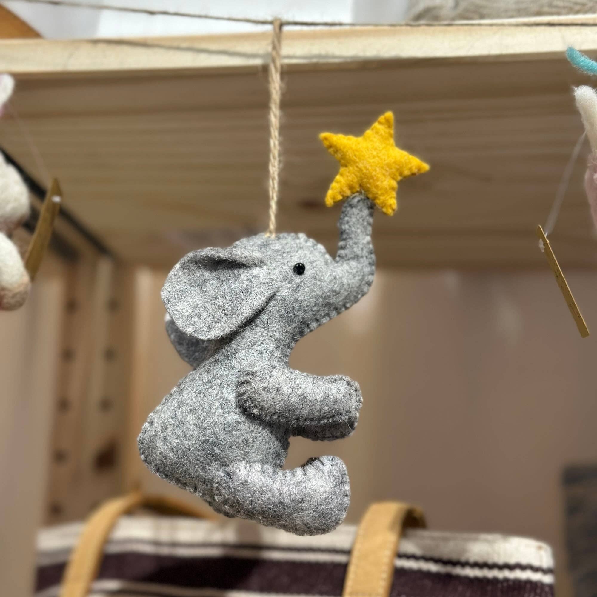Elephant with Star Felt Ornament