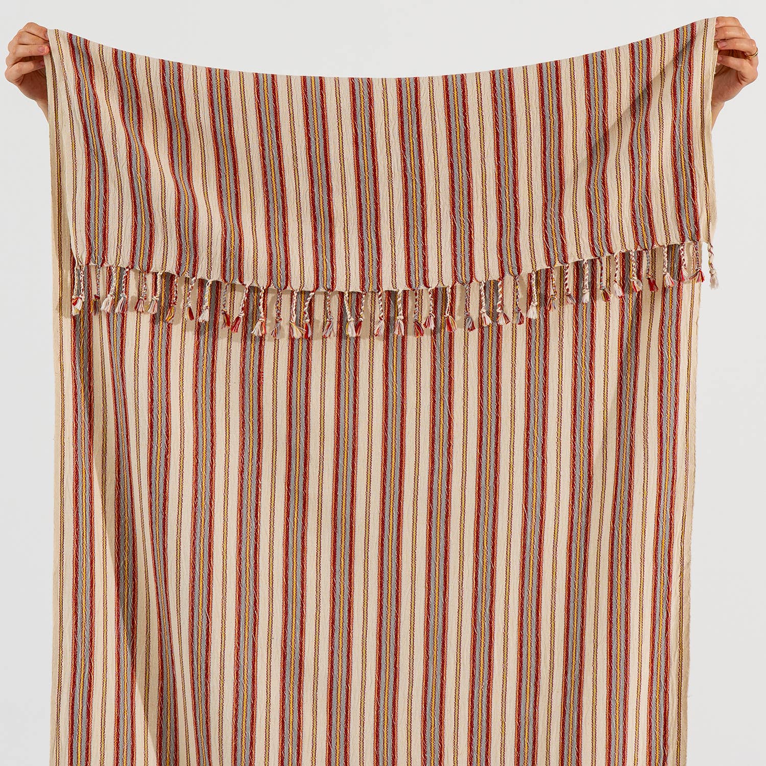 Turkish Stonewashed Waffle Beach Towel - Striped (Blue, Red, Yellow)