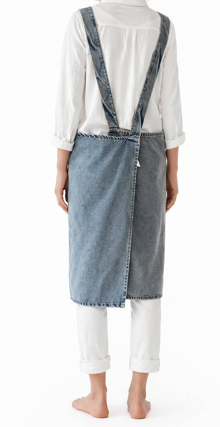 H-back Denim Apron: Dark