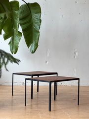 Pair of Mid-Century Studio Made Walnut and Steel Side Tables *PRICE PER TABLE*
