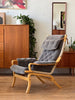 Swedish Bentwood Lounge Chair in Beech and Mohair