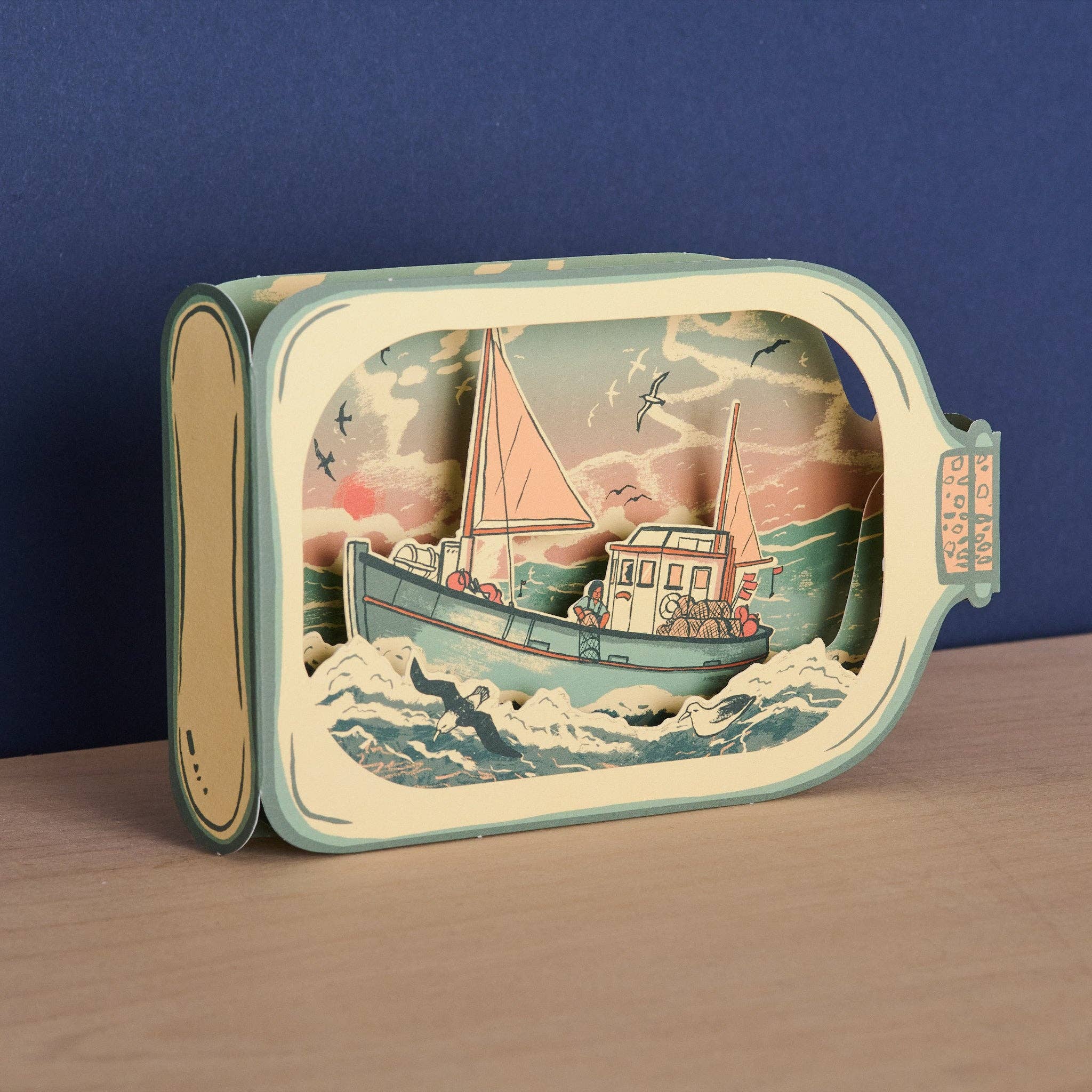 Fishing Boat In A Bottle Card