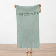 Turkish Stonewashed Waffle Beach Towel - Sage