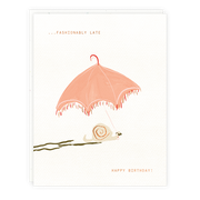 Snail Umbrella Belated Birthday Greeting Card